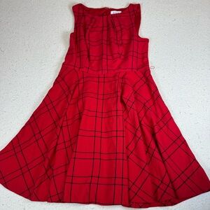 Elle Womens Red Plaid Dress, Holiday